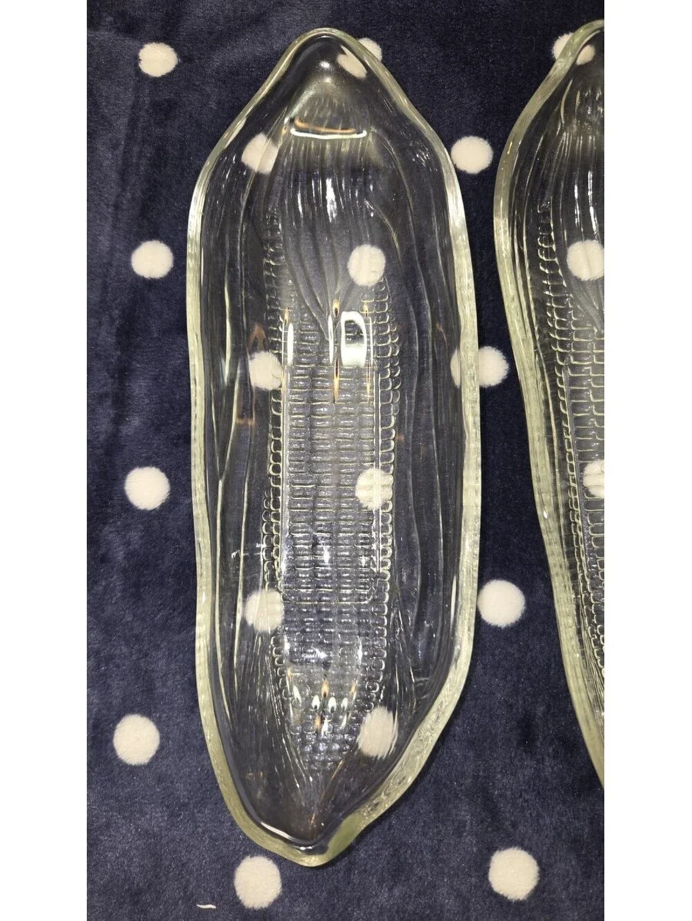 Vintage Indiana Glass Corn On The Cob Dishes Set Of 4 Clear Pressed Glass
